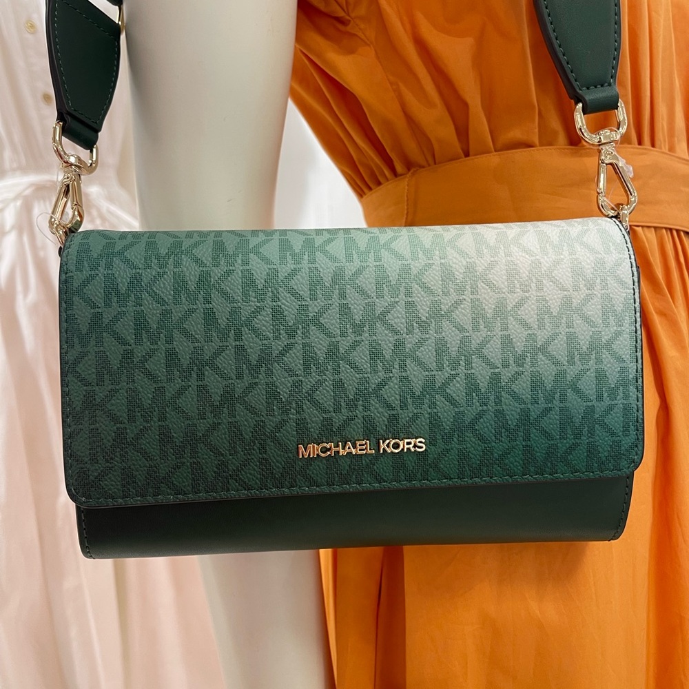 MICHAEL KORS Jet Set Large Ombré Signature Logo ZA Crossbody Bag
Moss Multi 
NWT - Picture 11 of 16